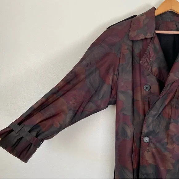 Vintage Dark Floral Trench Coat - Picture 8 of 16